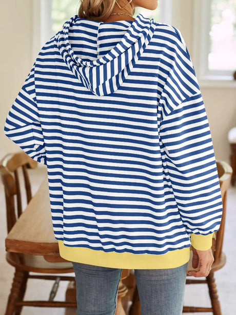 Loose casual striped hooded sweatshirt - V.I.P Digital Presence