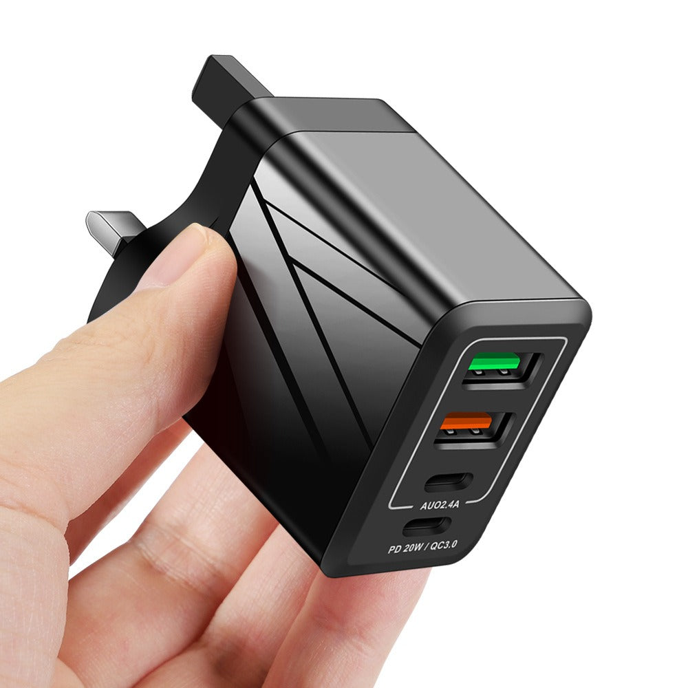 Cargador de teléfono PD QC3.0+2.4A Tipo-c con 2 USB de carga rápida