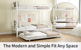 Heavy-duty Sturdy Meta Twin over Twin with Trundle Bunk Bed/l/ Noise Reduced/ Safety Guardrail/No Box Spring Needed,White - V.I.P Digital Presence