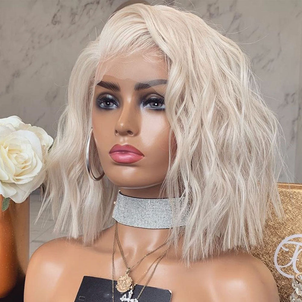 Wig 60# Ladies Front Lace Chemical Fiber To Shoulder Short Curly Wig Headgear - V.I.P Digital Presence