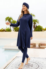 Cap, Long Sleeve Hooded Top and Pants Swim Set - V.I.P Digital Presence