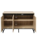Engraved 3-door side panel with LED, self-service cabinet storage cabinet, modern coffee bar cabinet with adjustable shelf - V.I.P Digital Presence