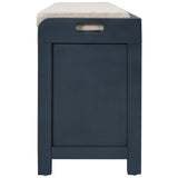 TREXM Storage Bench with Removable Basket and 2 Drawers, Fully Assembled Shoe Bench with Removable Cushion (Navy) - V.I.P Digital Presence