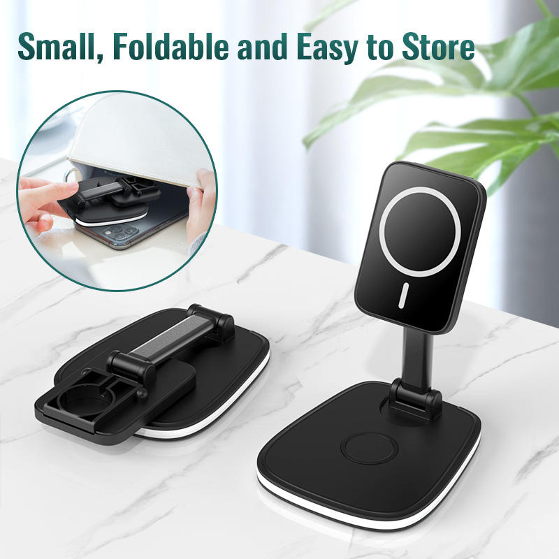 Multi functional wireless charging desktop magnetic bracket suitable for folding wireless chargers for Apple and Huawei phones - V.I.P Digital Presence