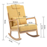 Rocking Chair Upholstered Fabric Rocking Armchair Indoor with High Backrest Glider Chairs and Lumbar Pillow for Living Room - V.I.P Digital Presence