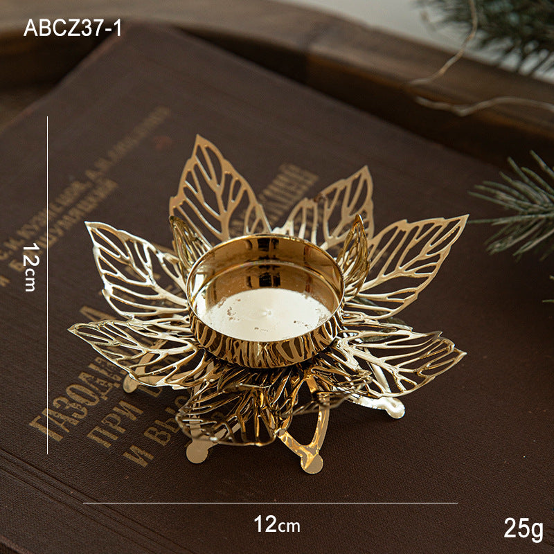 Christmas Golden Iron Candlestick Desktop Decoration Christmas Day Snowflake Decorations Table Arrangement - V.I.P Digital Presence