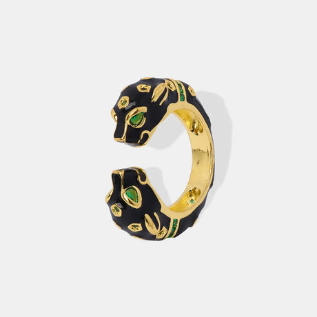 Black Panther Diamond Set Enamel Glazed Open Ring Fashionable and niche Design Jewelry for Women - V.I.P Digital Presence
