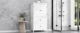 Bathroom Storage Cabinet, Cabinet with Two Doors and Drawers, Adjustable Shelf, MDF Board, White - V.I.P Digital Presence