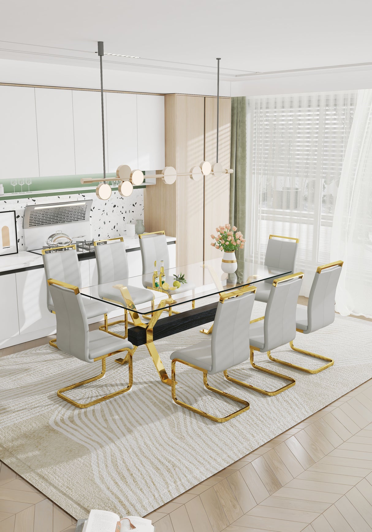 Dining table Modern tempered glass dining table Large modern office desk - V.I.P Digital Presence