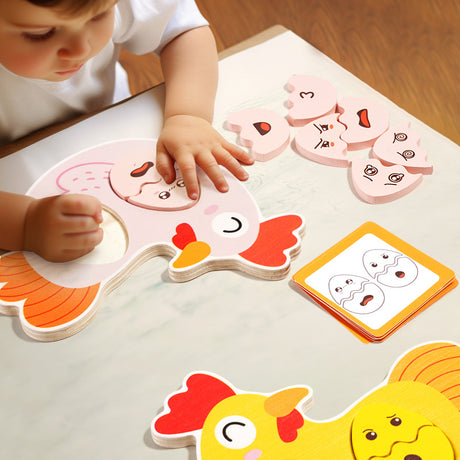 Wooden early education two person battle facial expressions building blocks logical thinking focus parent-child board game - V.I.P Digital Presence