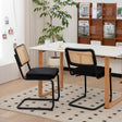 Dining Chairs Set of 2 velvet wicker side decorative chairs, black painted legs, modern medieval Bruell designed chairs, - V.I.P Digital Presence
