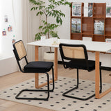 Dining Chairs Set of 2 velvet wicker side decorative chairs, black painted legs, modern medieval Bruell designed chairs, - V.I.P Digital Presence