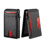 Carbon fiber patterned men's wallet wallet two fold flip card box anti-theft brush wallet magnetic suction side push card bag - V.I.P Digital Presence