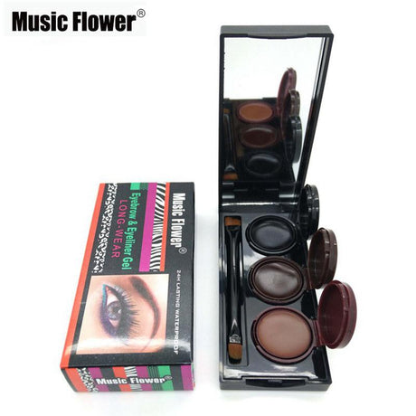 Music Flower Brand Makeup Eyeliner Gel & Eyebrow Powder Palette Waterproof Lasting Smudgeproof Cosmetics Eye Brow Enhancers - V.I.P Digital Presence