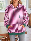 Loose casual striped hooded sweatshirt - V.I.P Digital Presence
