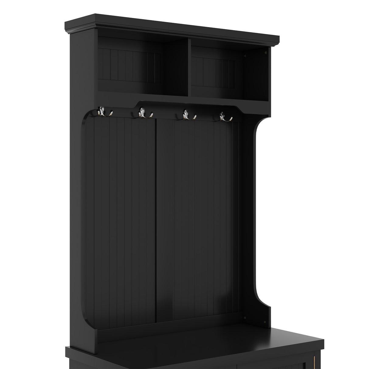 Hall Tree with Storage Shoe Bench for Entryway and Hallway, 4-in-1 Design Coat Racks with 4 Hooks for Living Room, Black - V.I.P Digital Presence