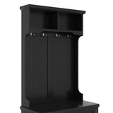 Hall Tree with Storage Shoe Bench for Entryway and Hallway, 4-in-1 Design Coat Racks with 4 Hooks for Living Room, Black - V.I.P Digital Presence