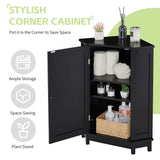 Black Bathroom Cabinet Triangle Corner Storage Cabinet with Adjustable Shelf Modern Style MDF Board - V.I.P Digital Presence