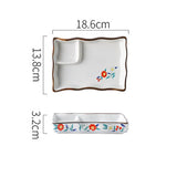 Dumpling plate sushi plate round square plate with soy sauce and vinegar partitioned snack plate ceramic plate for home use - V.I.P Digital Presence