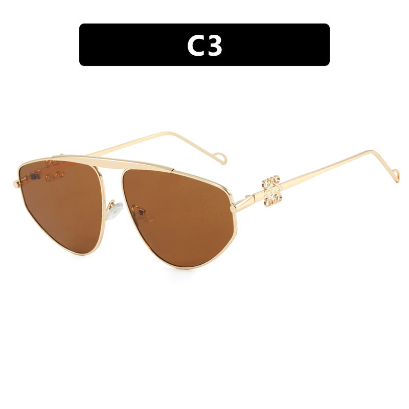 Single beam irregular sunglasses, metal toad hollow sunglasses, European and American UV resistant sunglasses, concave design for women - V.I.P Digital Presence