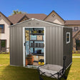 8ft x 6ft Outdoor Metal Storage Shed with Window Grey(W540S00016) - V.I.P Digital Presence