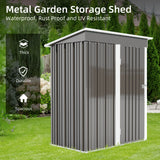 5 * 3FT outdoor storage shed, tool shed with sloping roof and lockable door, backyard garden metal shed, courtyard lawn, gray - V.I.P Digital Presence