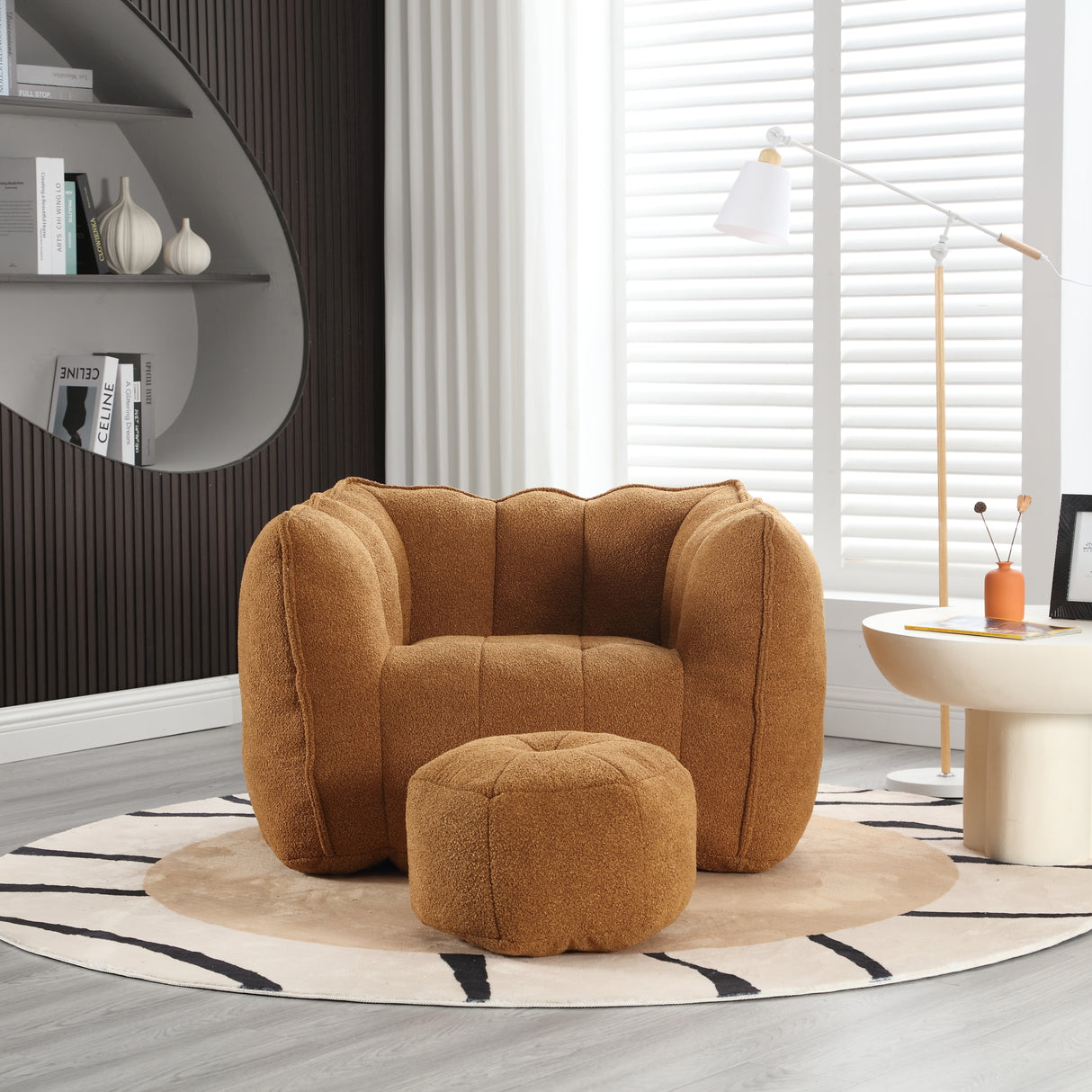 Soft Bean Bag Chair with High Resilient Foam(Chips)for living room and bedroom Comfortable Square Lazy Sofa with Footstool - V.I.P Digital Presence