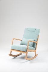 Rocking Chair Upholstered Fabric Rocking Armchair Indoor with High Backrest Glider Chairs and Lumbar Pillow for Living Room - V.I.P Digital Presence