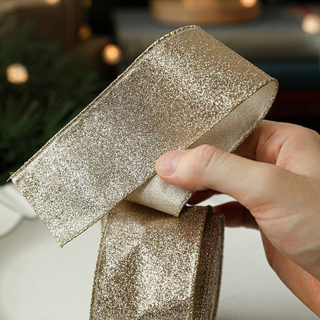 New Gold Onion Cloth Christmas Ribbon Gold Powder Decorative Bow Material Christmas Wire Edge Weaving Ribbon Decoration - V.I.P Digital Presence