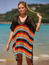 Cutout Striped Cover-Up with Tassel - V.I.P Digital Presence