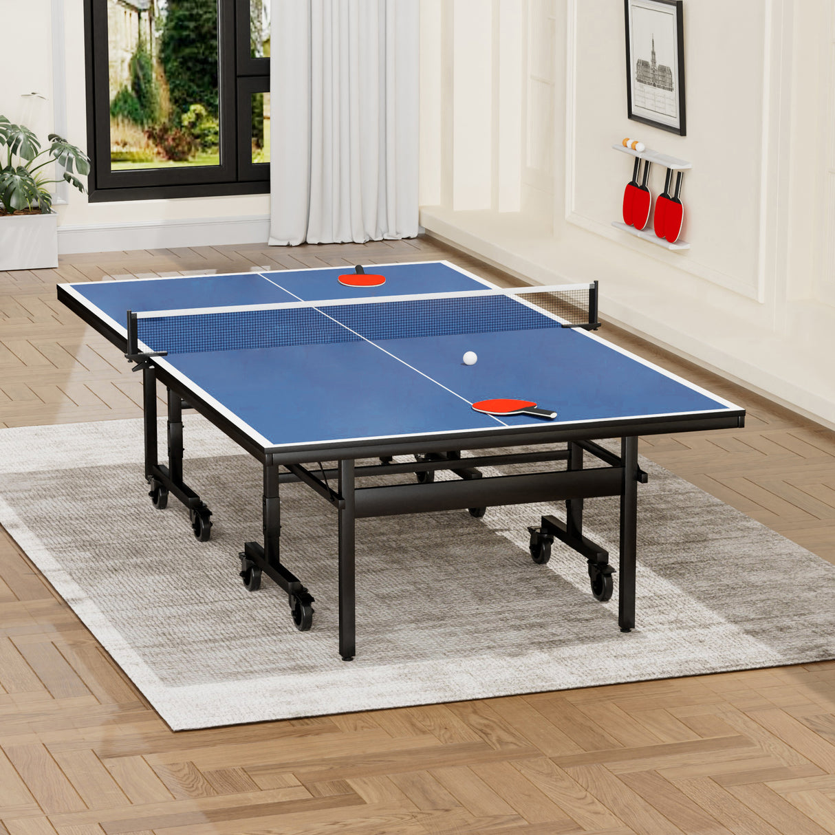 Table tennis 15mm professional MDF indoor table with table tennis net and racket 108 "x 60" x 30“ - V.I.P Digital Presence