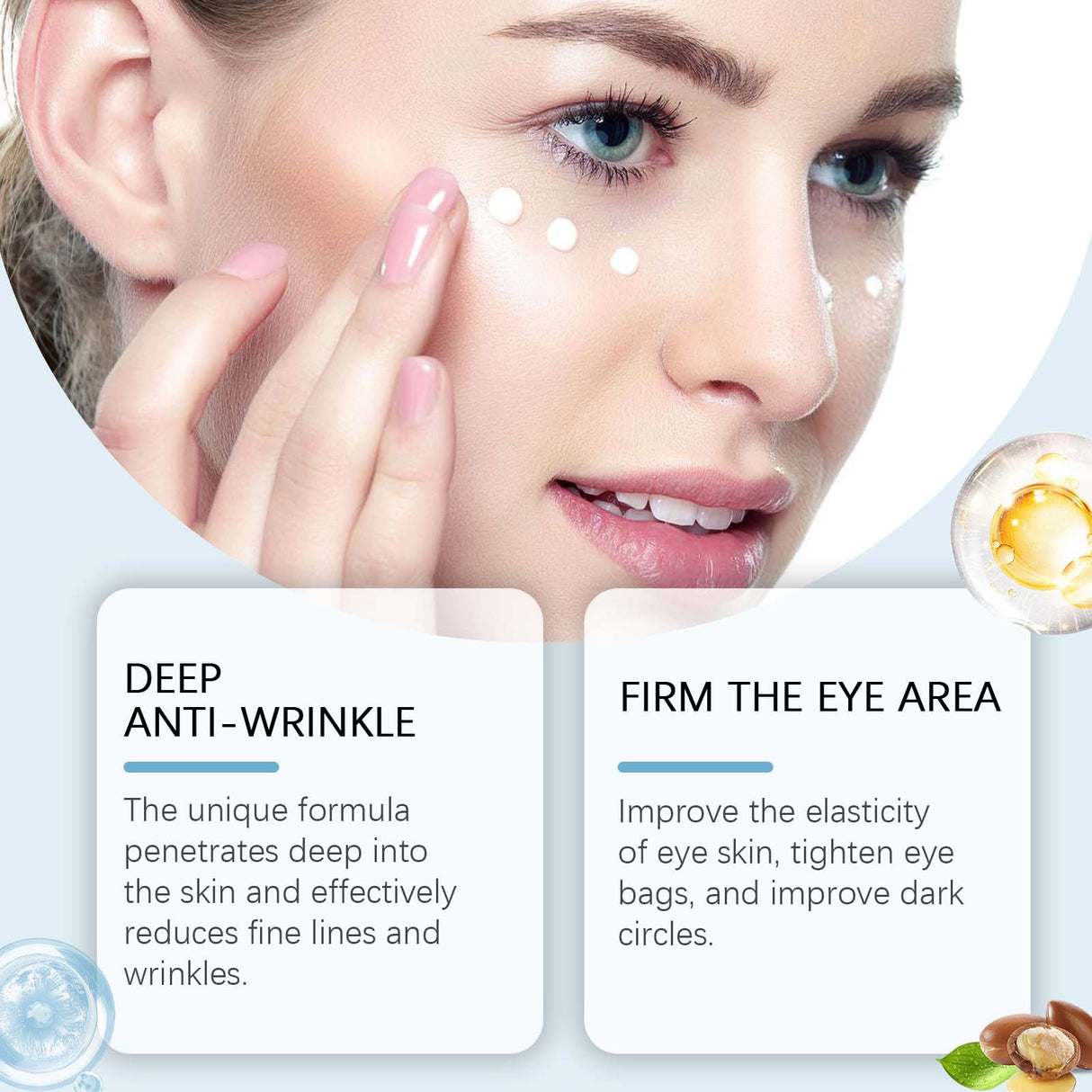 Gel para el cuidado de los ojos: reafirma la piel de los ojos, hidrata y reduce las líneas finas alrededor de los ojos.