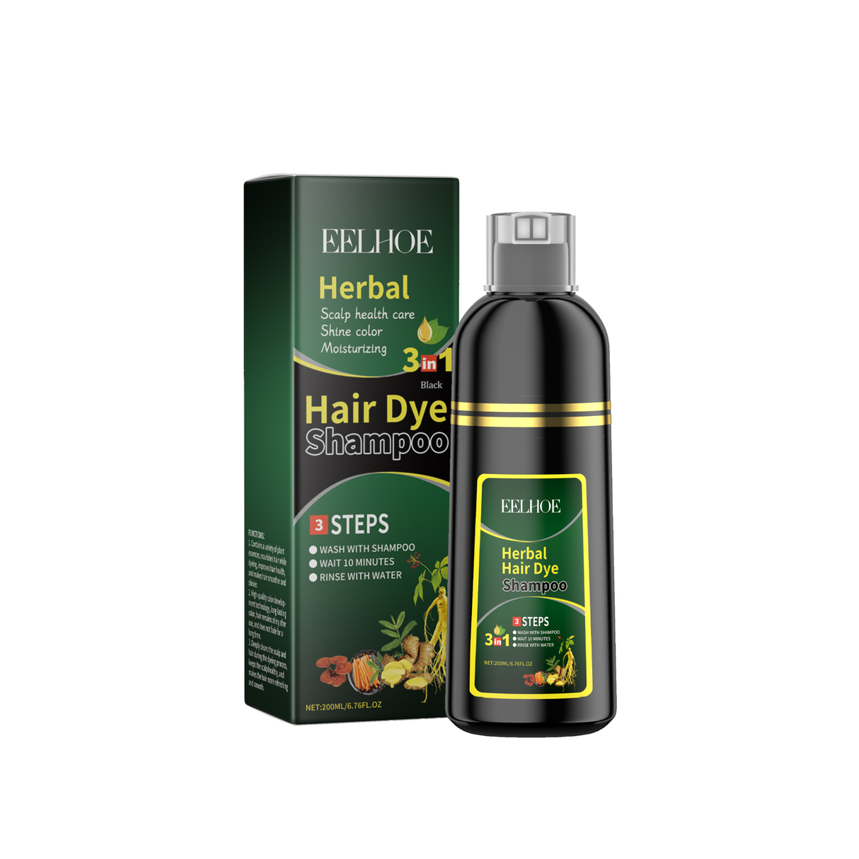 Plant Black Hair Shampoo Plant Extract Wash Care Diy Color Developing Hair Refreshing And Supple Shampoo - V.I.P Digital Presence