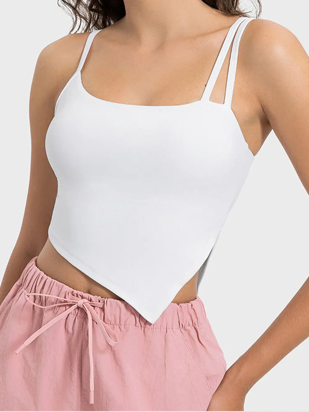Slit Asymmetrical Neck Active Cami - V.I.P Digital Presence