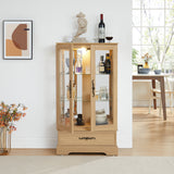 Light colored glass cabinet with adjustable glass frame, including cabinet light bulbs OAK with 2 doors and 1 drawer - V.I.P Digital Presence