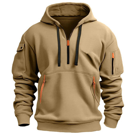 Half zip hoodie hooded sweatshirt with multiple pockets zipper pullover for men's sports and casual sweatshirt for men - V.I.P Digital Presence
