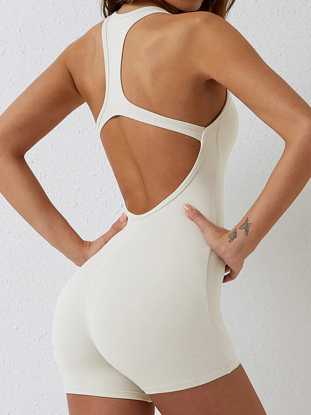 Basic Bae Cutout Racerback Sleeveless Active Romper - V.I.P Digital Presence