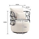 COOLMORE Upholstered Tufted Living Room Chair Textured Linen Fabric Accent Chair with Metal Stand - V.I.P Digital Presence