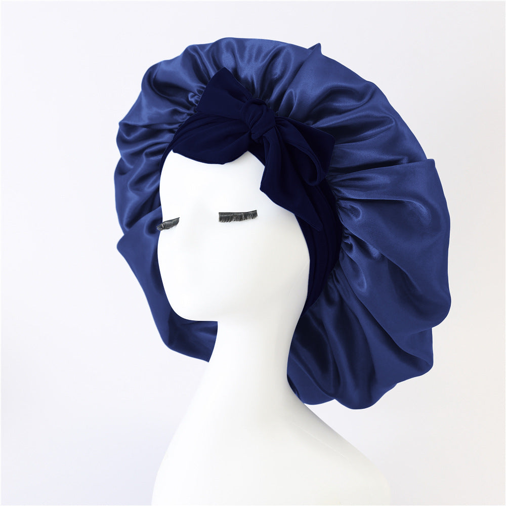 Elastic ribbon bow color Ding round hat solid color night cap wide-brimmed beauty hairdressing head scarf hat - V.I.P Digital Presence