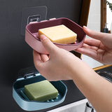 Contrast Color Drain Soap Box Double-Layer Storage Soap Box Bathroom Rack Strong Non-Marking Paste Soap Box - V.I.P Digital Presence