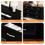 Modern 3 Drawer Bedroom Chest of Drawers with 7 Drawers Dresser, Clothes Organizer -Metal Pulls Black, 47.6″L x 15.7″W x 26.6″H - V.I.P Digital Presence