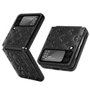 Funda para teléfono Galaxy Samsung Z Flip3 con bisagra Violent Bear, funda protectora Flip3 de cuero liso y plegable.