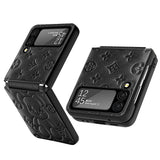 Funda para teléfono Galaxy Samsung Z Flip3 con bisagra Violent Bear, funda protectora Flip3 de cuero liso y plegable.