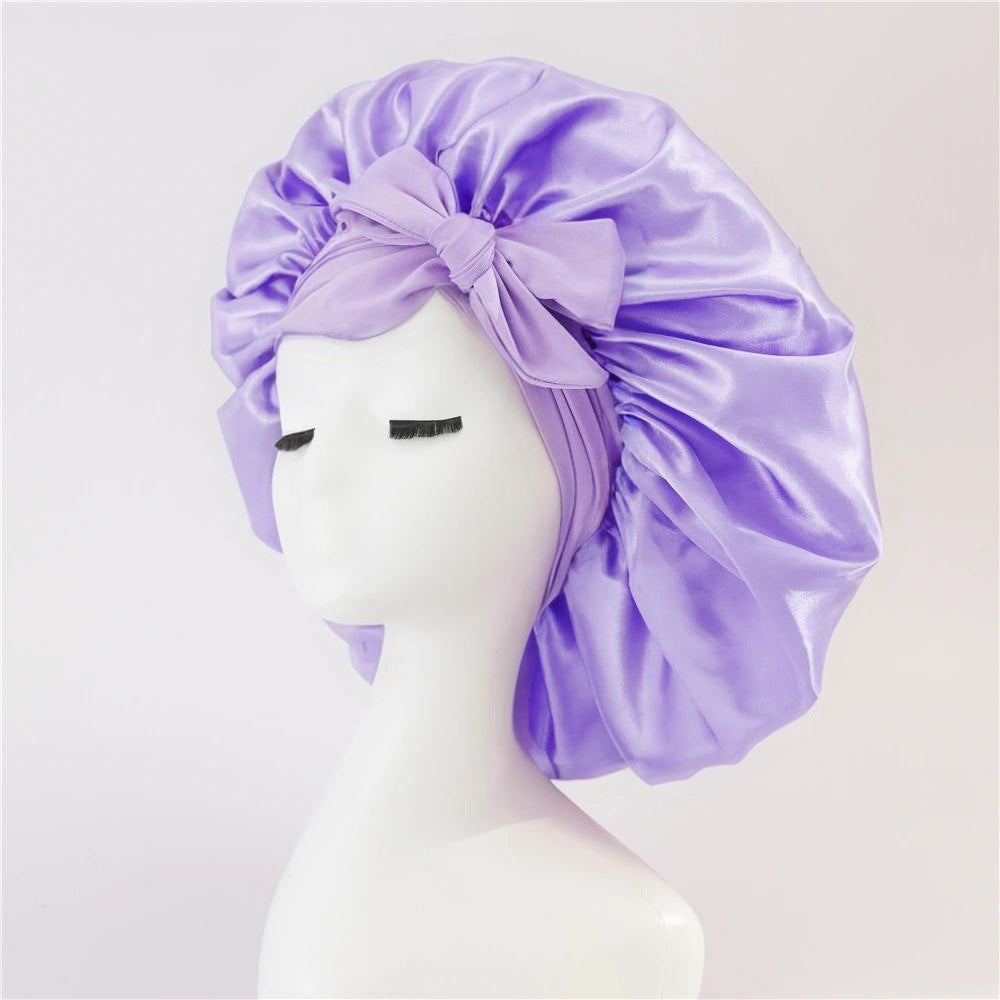 Elastic ribbon bow color Ding round hat solid color night cap wide-brimmed beauty hairdressing head scarf hat - V.I.P Digital Presence