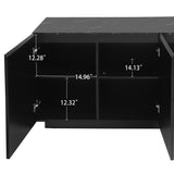 LED Carved Line 3 Door Storage Cabinet,Sideboard Buffet Cabinet With Adjustable Shelf,Large Storage Accent Cabinet - V.I.P Digital Presence