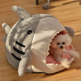 Autumn and Winter Warm Internet Celebrity Big Mouth Shark Pet Nest Semi Closed Cat Nest Dog Nest with Mat Deep Sleep Pet Supplies - V.I.P Digital Presence