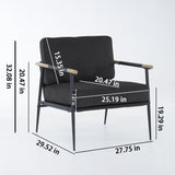 Leisure Lounge Chair Arm Chair with Metal Frame, Upholstered Side Chair Comfy Sitting Chair for Living Room, Black Chenille - V.I.P Digital Presence