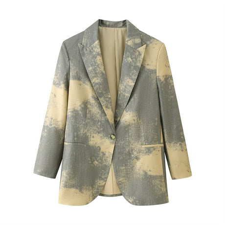Elegant Printed Long Sleeve Blazer with Style for Women - V.I.P Digital Presence