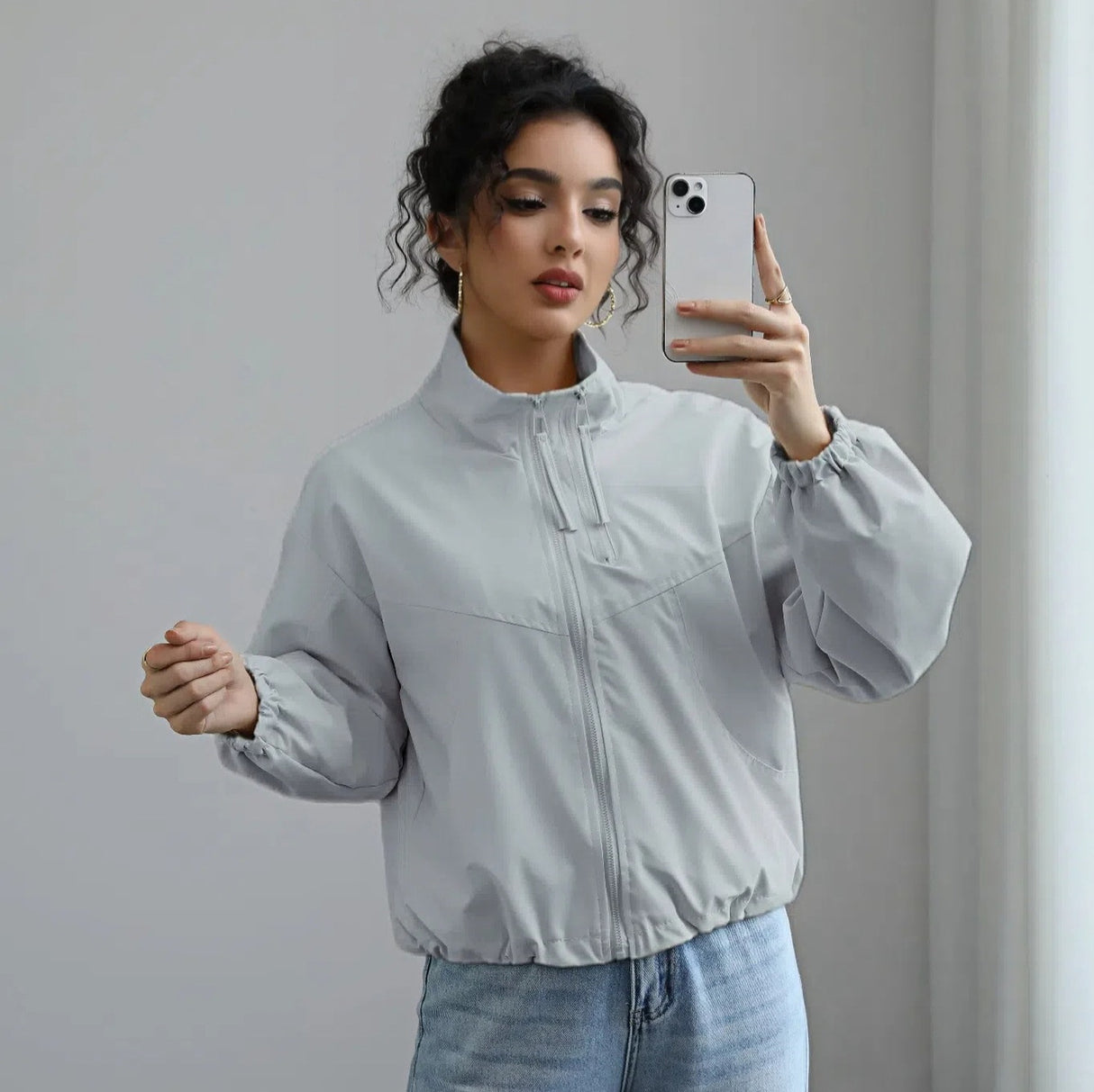 Fashionable Waterproof Short Jacket with Stand Collar for Women - V.I.P Digital Presence