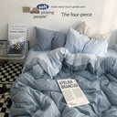 Solid Color Simple Four-Piece Set Flannel Quilt Cover INS Style Quilt Cover Dormitory Summer Washed Cotton Bedding Three-Piece Set